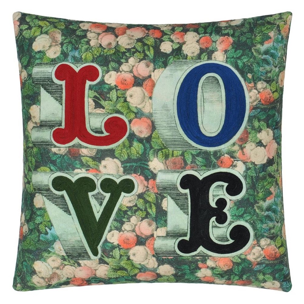 Love Forest Floral Cushion in Forest by John Derian Multi